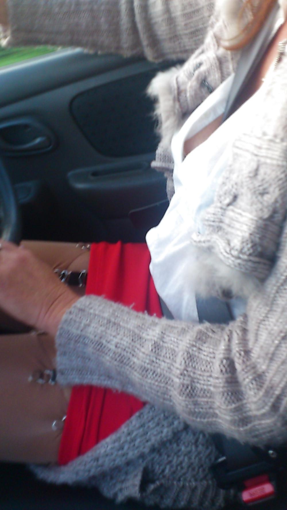 20P Wife in her little car and in public