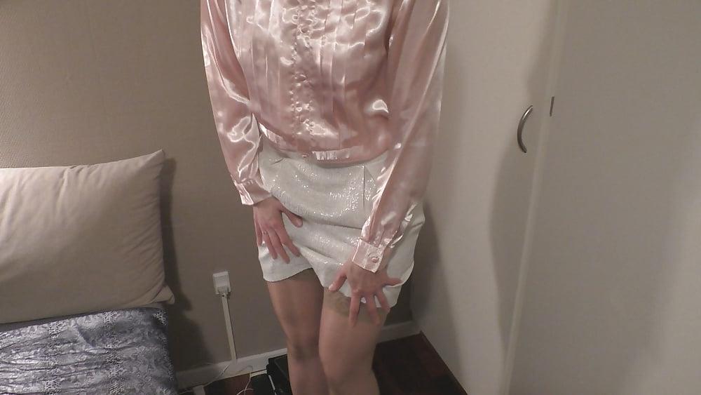 14P Double satin blouse and satin panty play masturbation