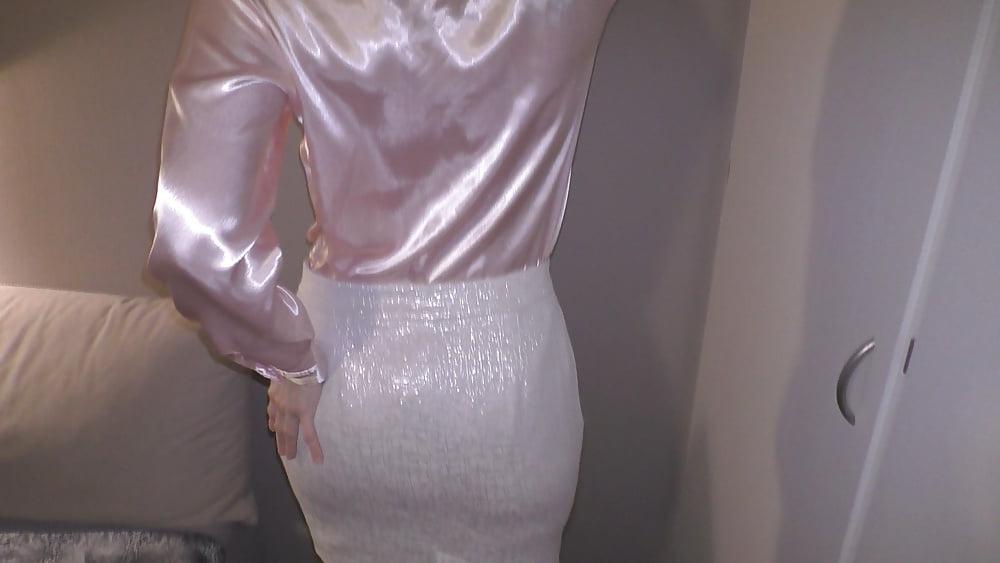 14P Double satin blouse and satin panty play masturbation