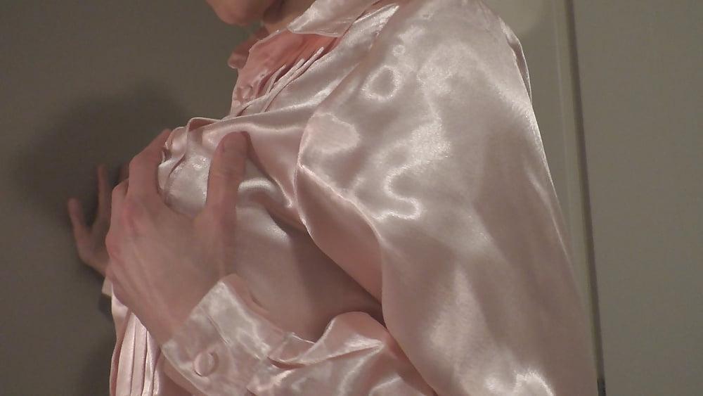 14P Double satin blouse and satin panty play masturbation