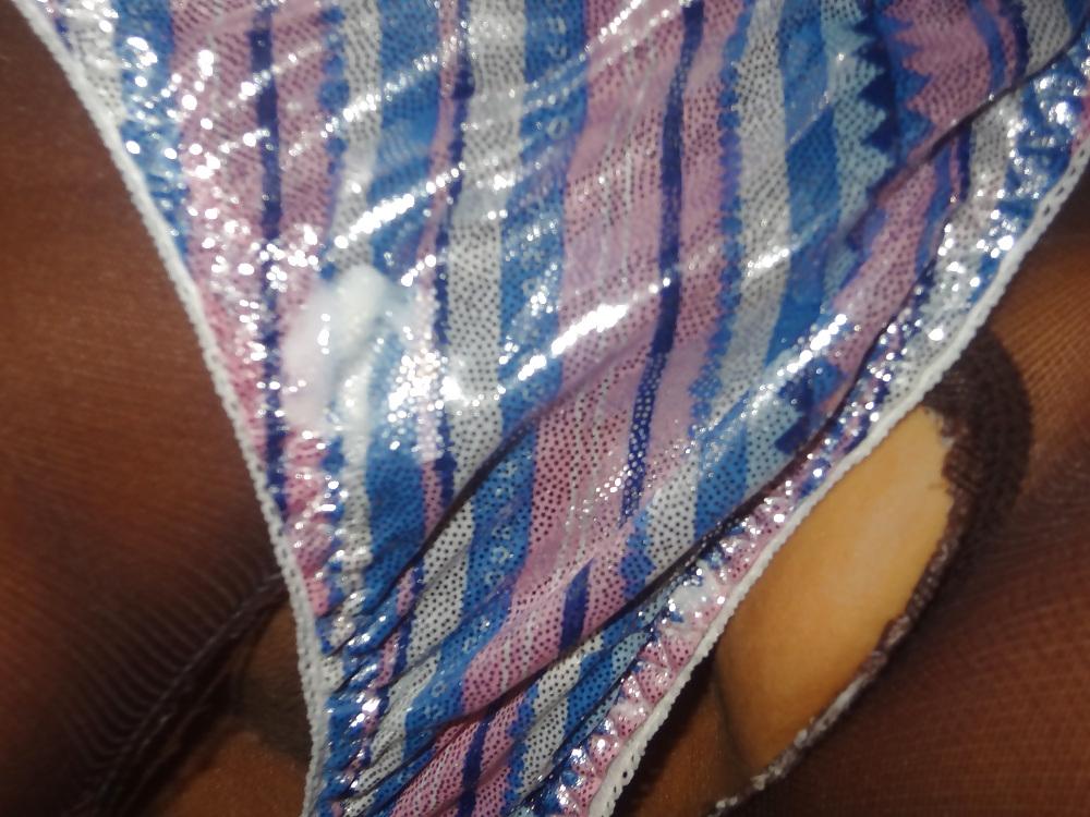 21P Shiny Panties over tights...Cumshot