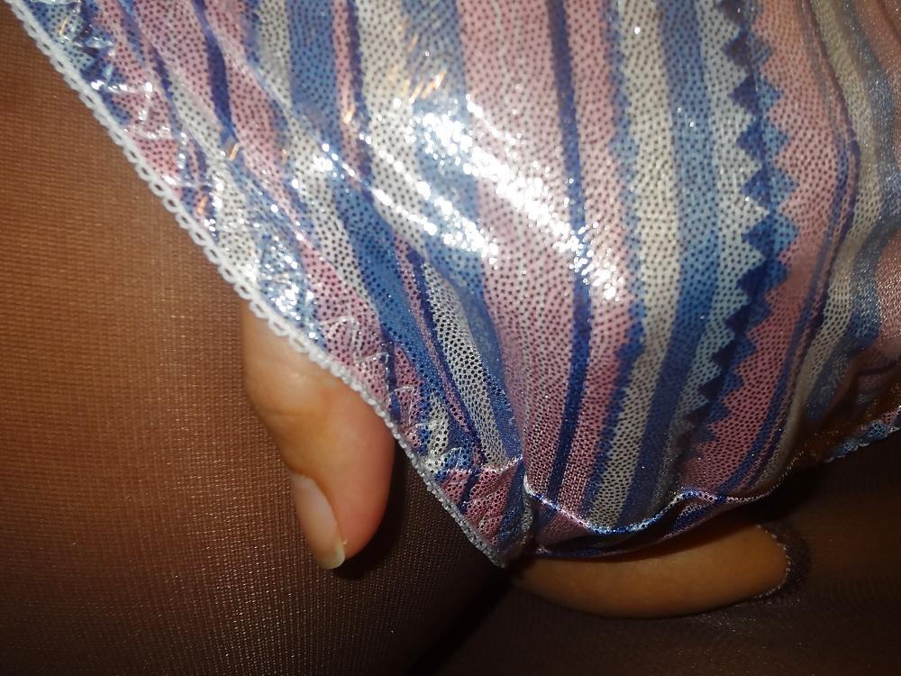21P Shiny Panties over tights...Cumshot