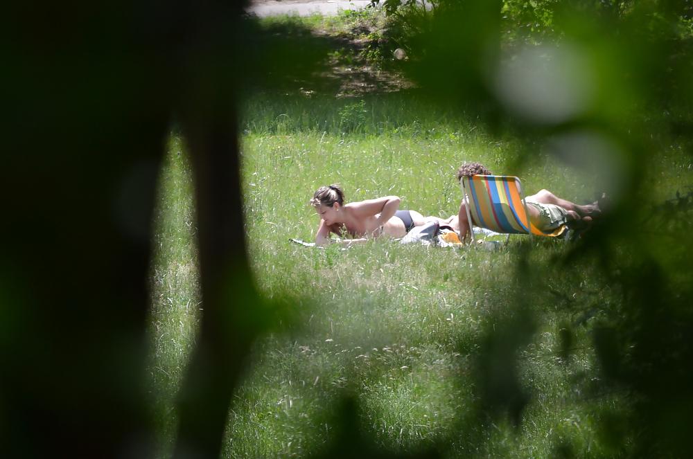 25P Girl sunbathing in the park I