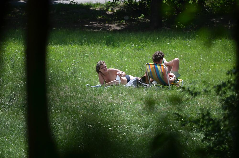 25P Girl sunbathing in the park I