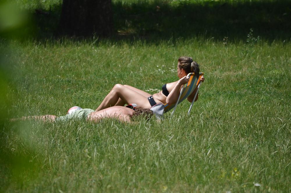 25P Girl sunbathing in the park I