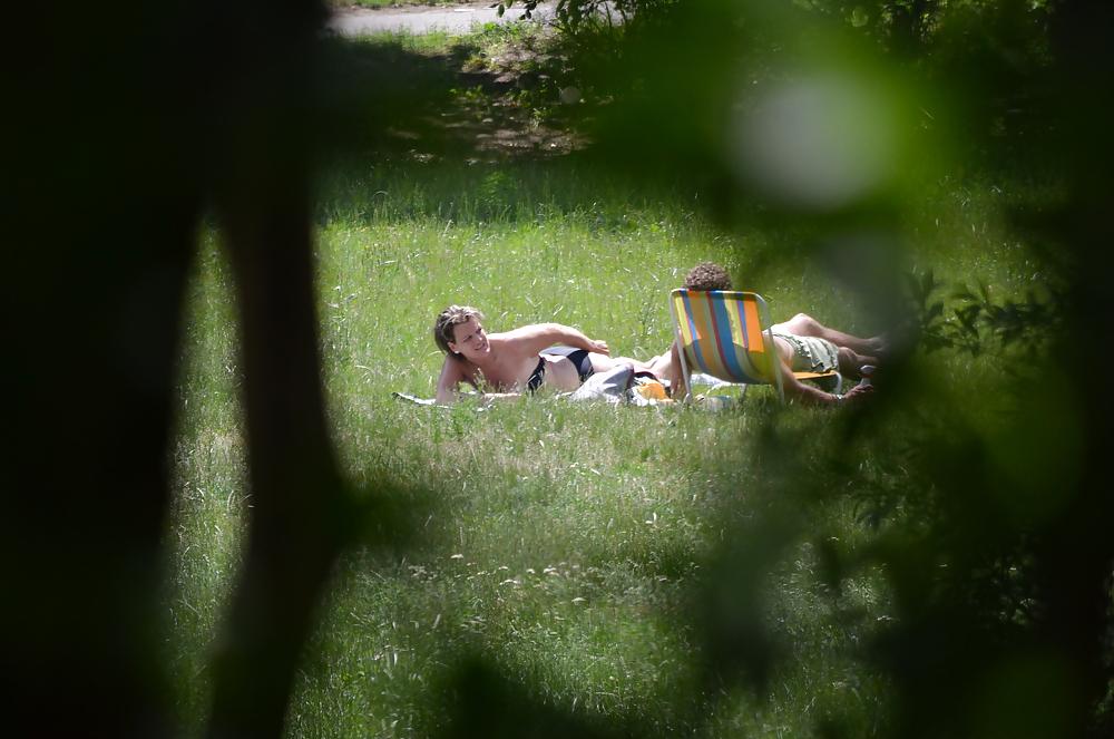 25P Girl sunbathing in the park I