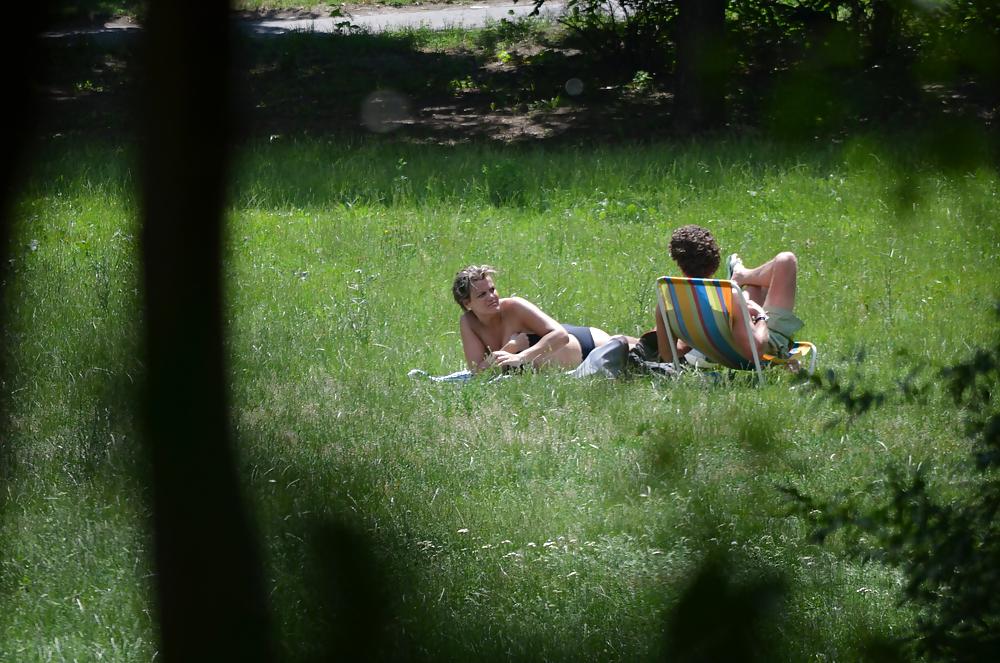 25P Girl sunbathing in the park I