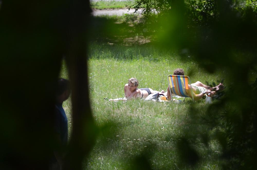 25P Girl sunbathing in the park I
