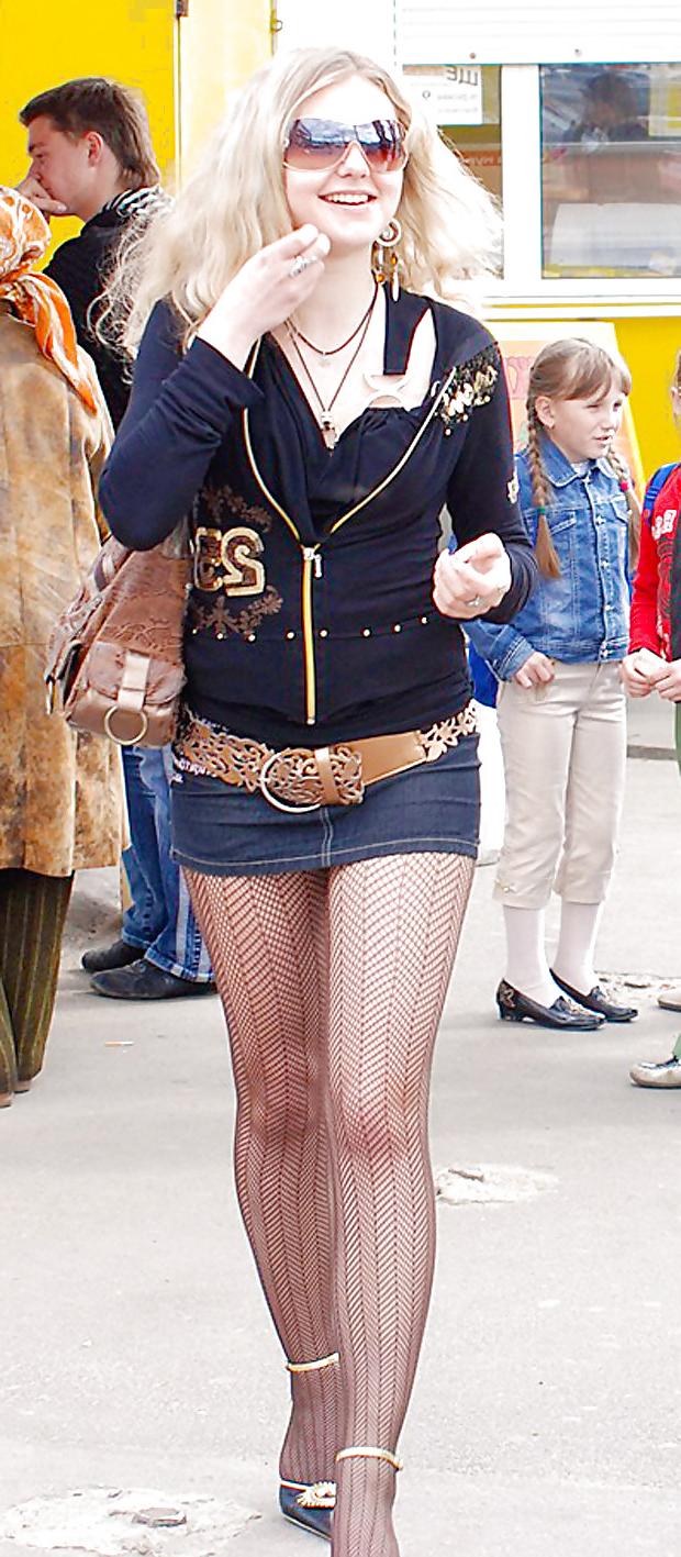 14P In The Streets 056 - Sexy Golden Stockings