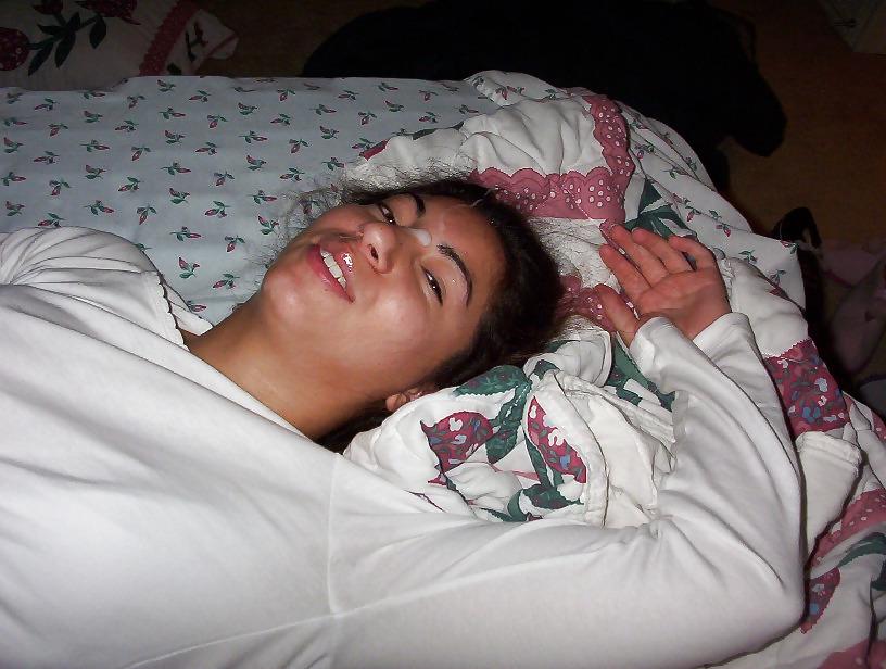 25P Brunette amateur ends up with cum over her face