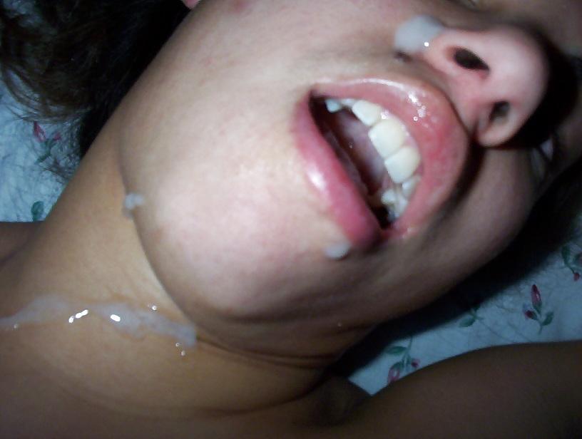 25P Brunette amateur ends up with cum over her face