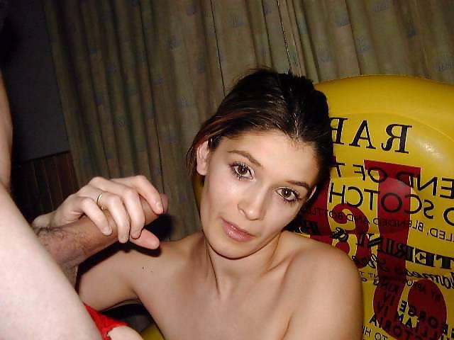 9P Cute brunette sucking cock until it erupts over her face