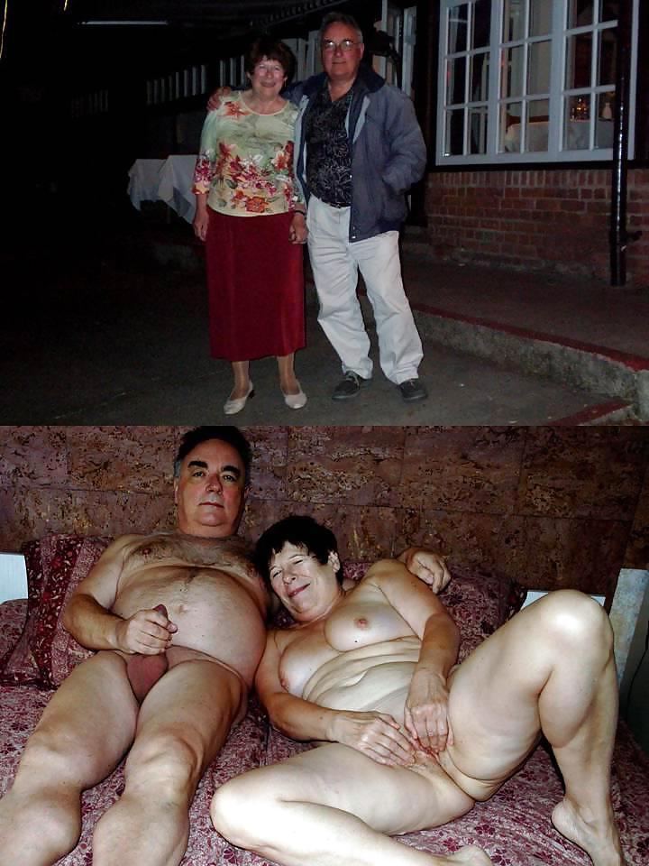 20P With and without clothes-mature couple.