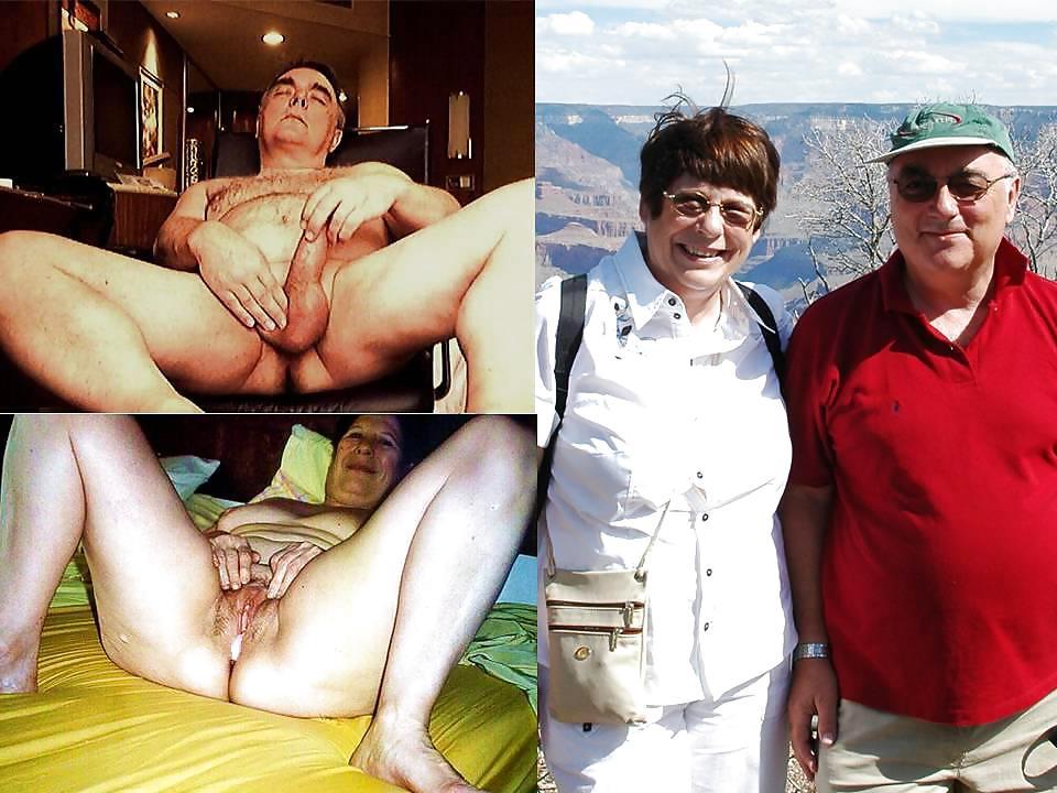 20P With and without clothes-mature couple.