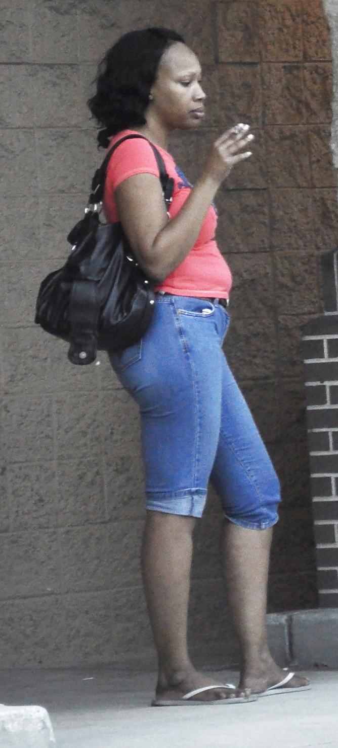 5P Black MILF having a smoke