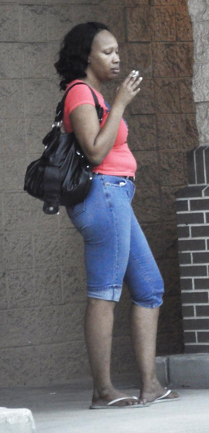 5P Black MILF having a smoke