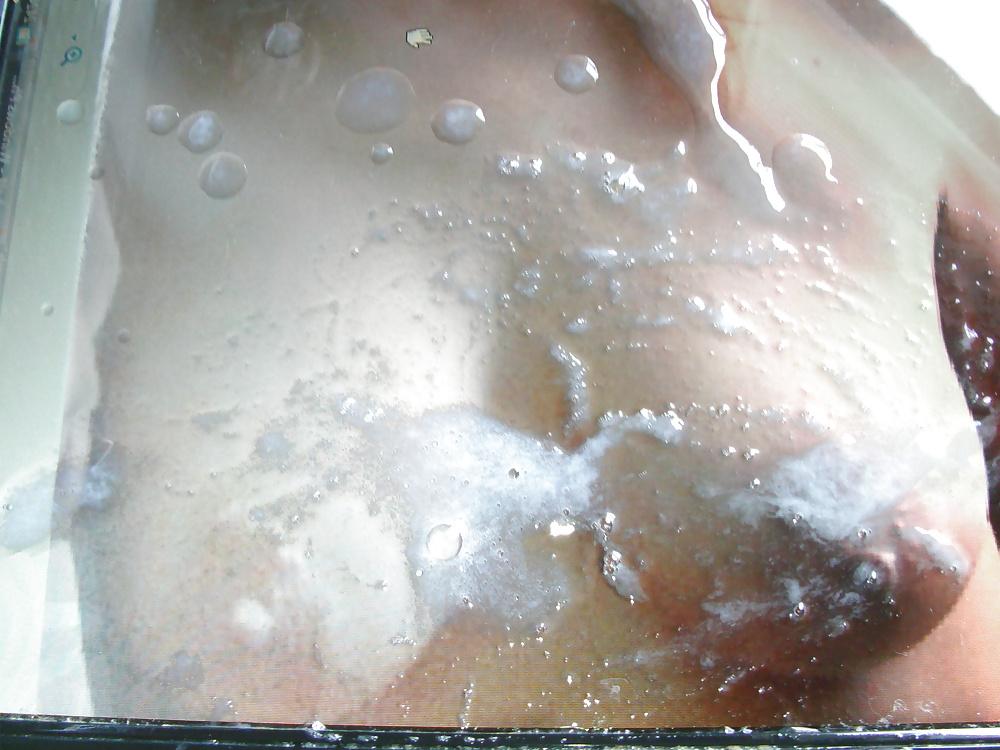 9P TosserTim makes a mess over Hottub Couple 69's tits