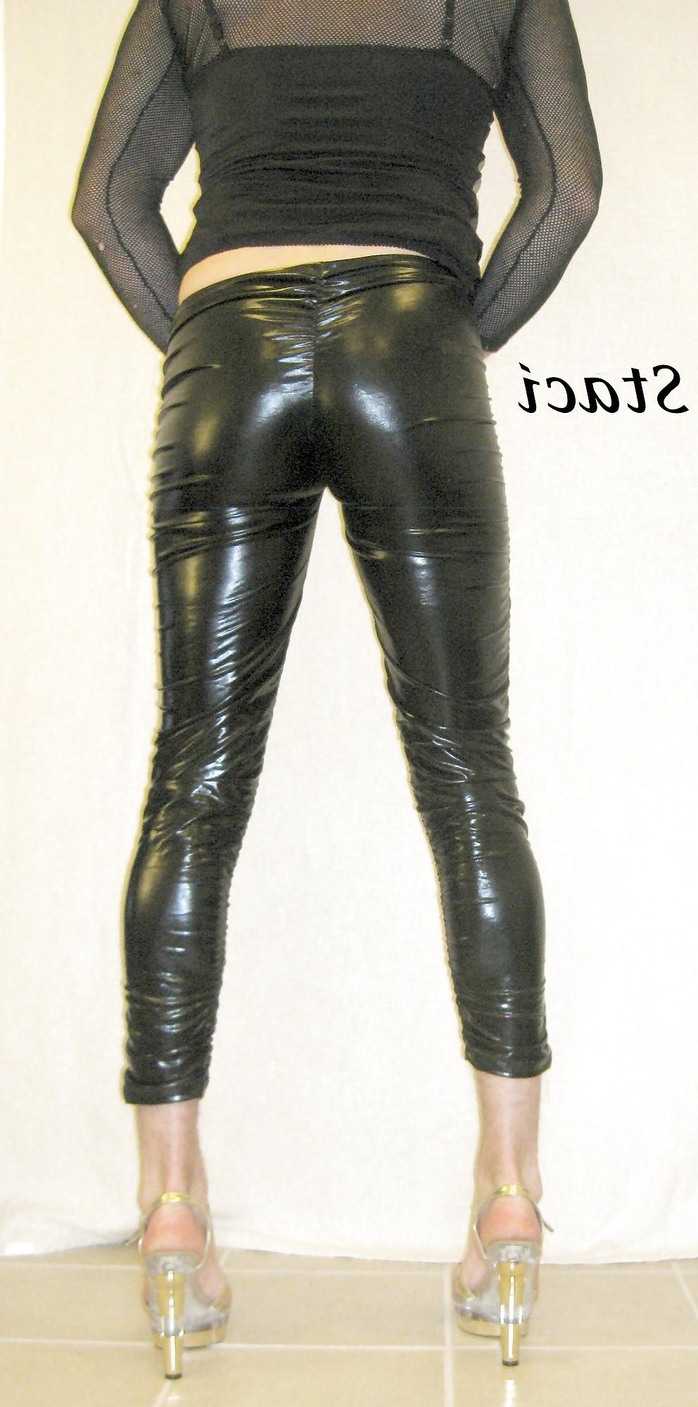 25P Shiny Black Leggings