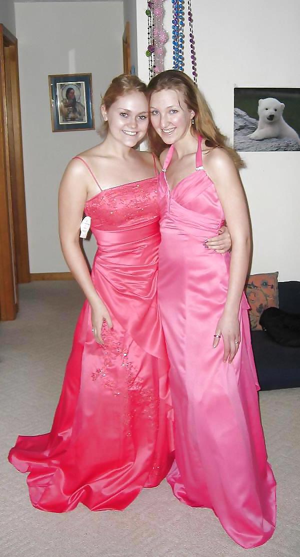 25P 2 or more girls in Satin Prom dresses