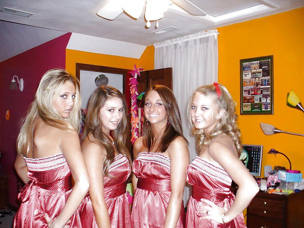 25P 2 or more girls in Satin Prom dresses