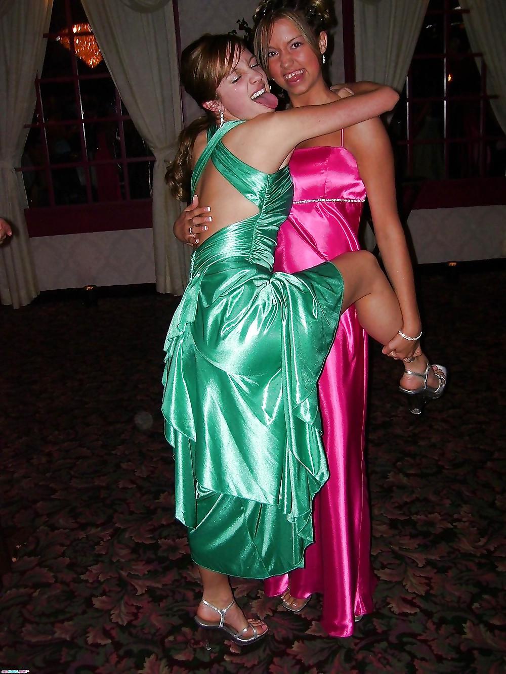 25P 2 or more girls in Satin Prom dresses