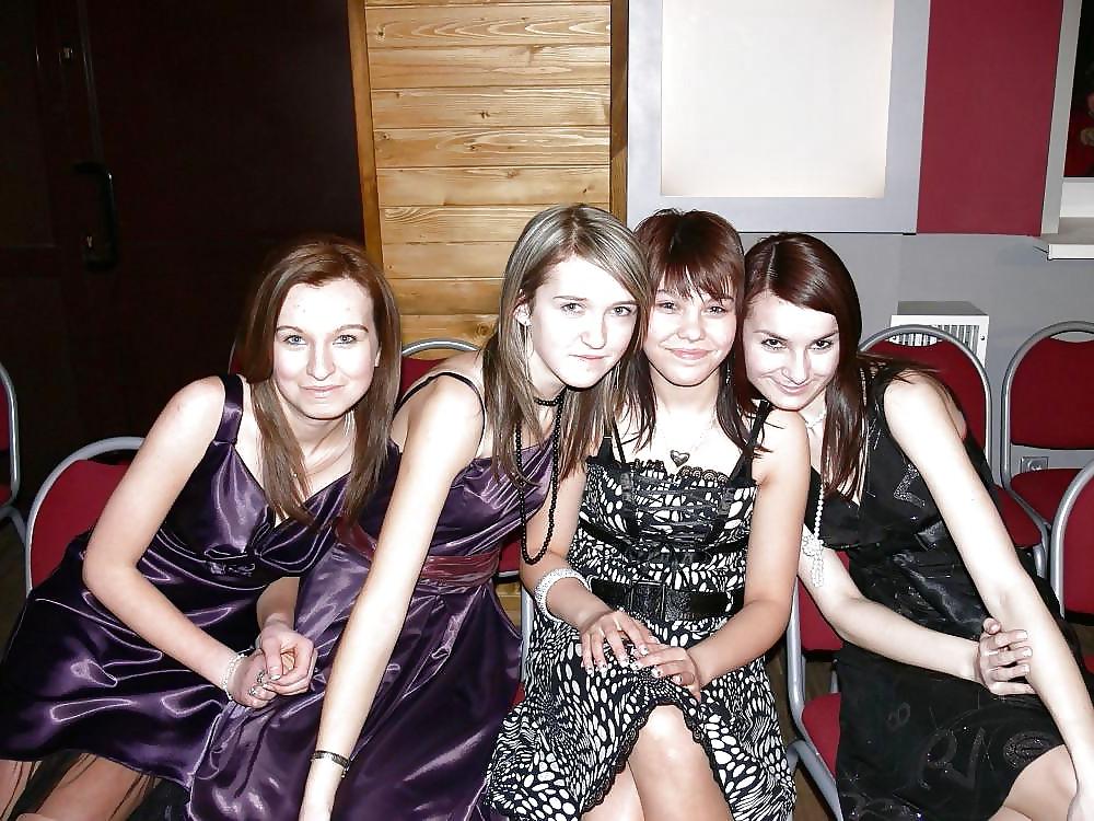 25P 2 or more girls in Satin Prom dresses
