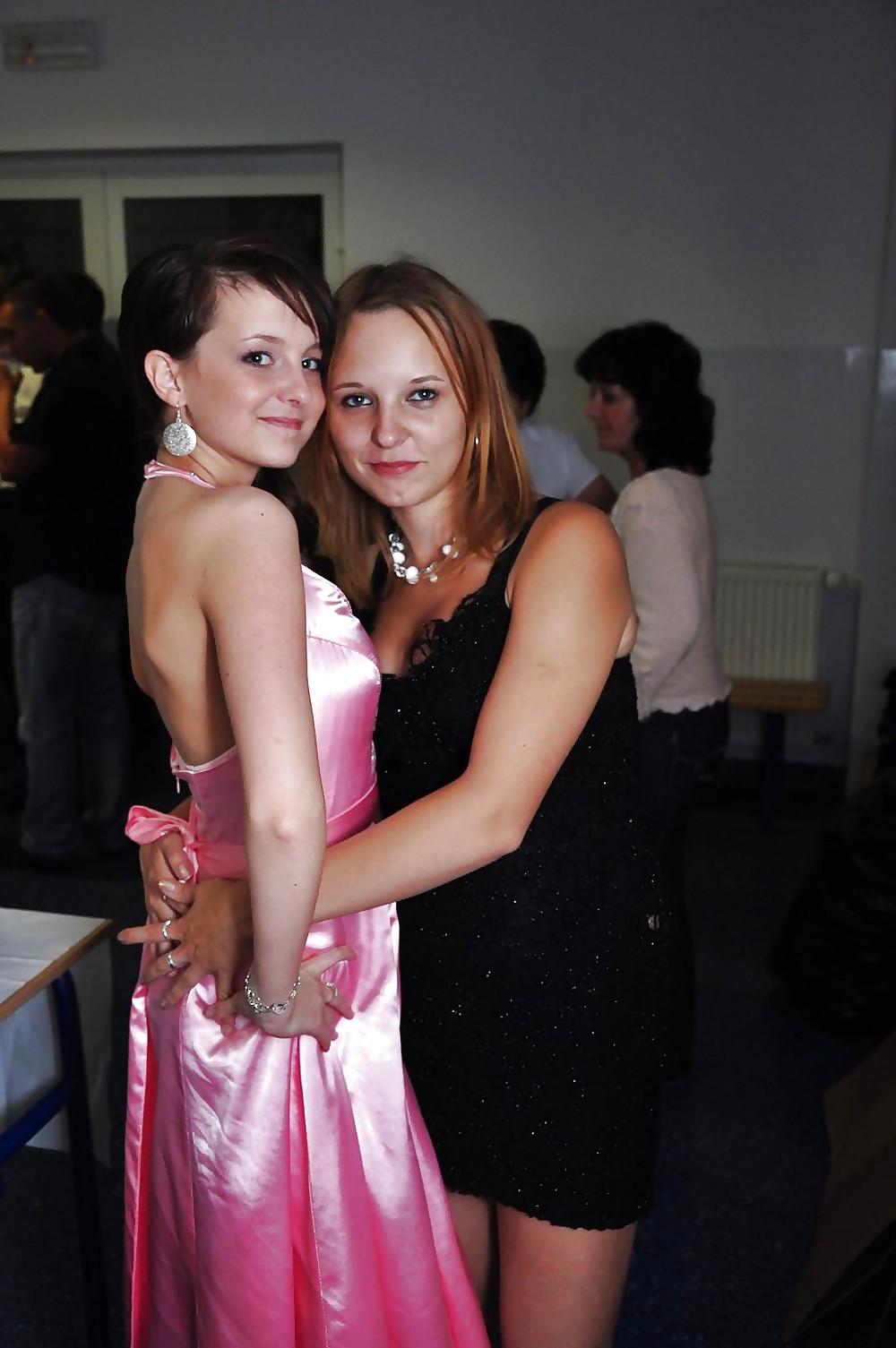 25P 2 or more girls in Satin Prom dresses