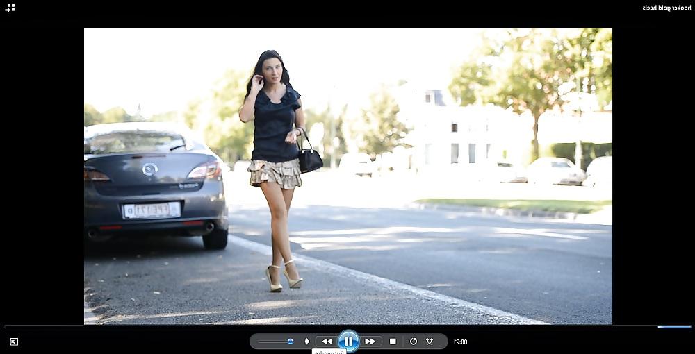 6P Julieskyhigh: Hooker in street 16cm heels & miniskirt