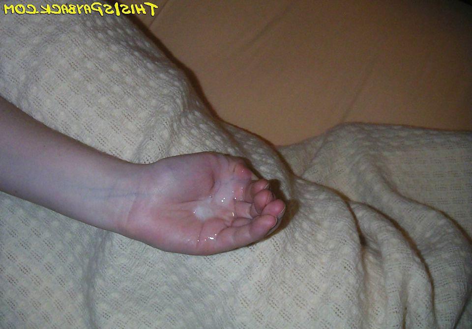 25P Cute shaved teen masturbates and gets cumshots all over