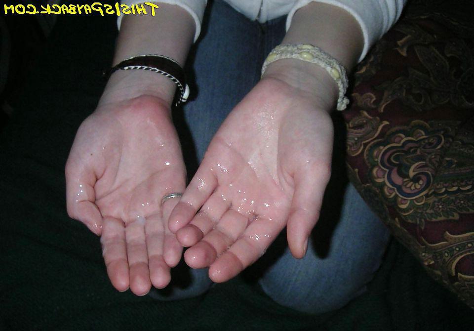 25P Cute shaved teen masturbates and gets cumshots all over