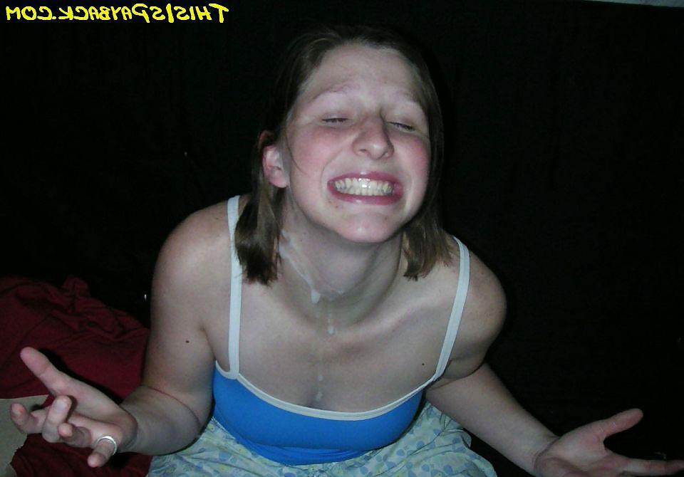 25P Cute shaved teen masturbates and gets cumshots all over