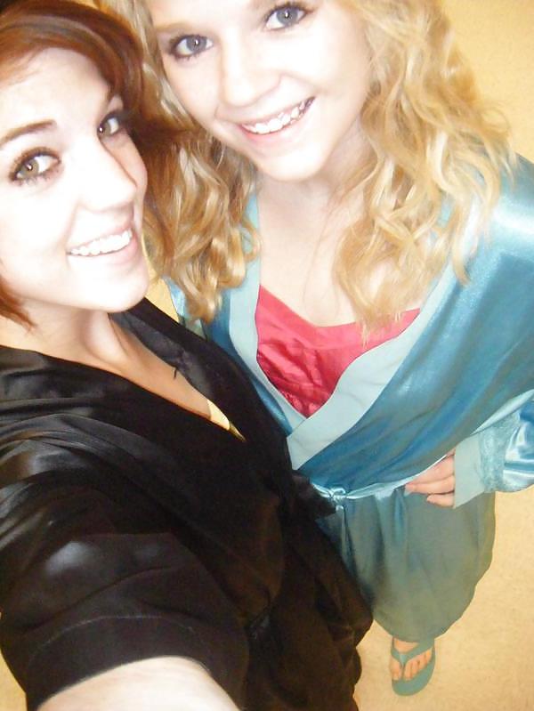 25P 2 or more girls in Satin robe or Kimono