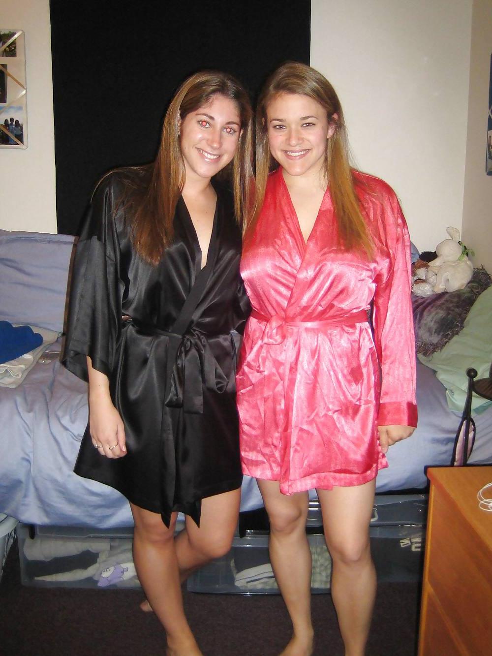 25P 2 or more girls in Satin robe or Kimono