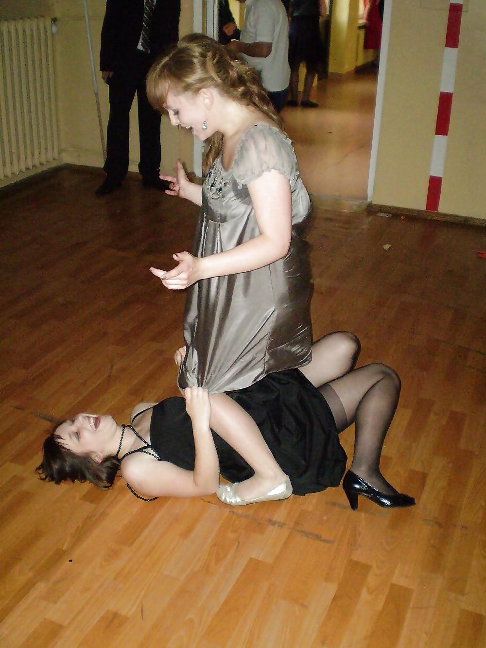 25P 2 or more girls in various Satin clothing