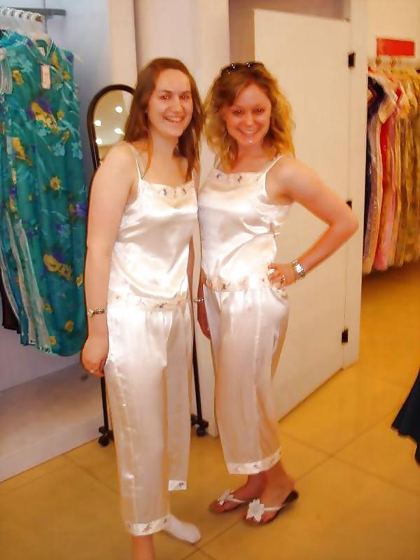25P 2 or more girl in Satin Pajamas