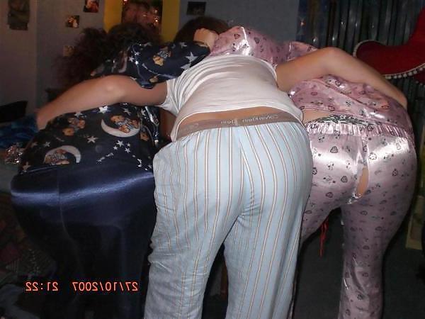 25P 2 or more girl in Satin Pajamas