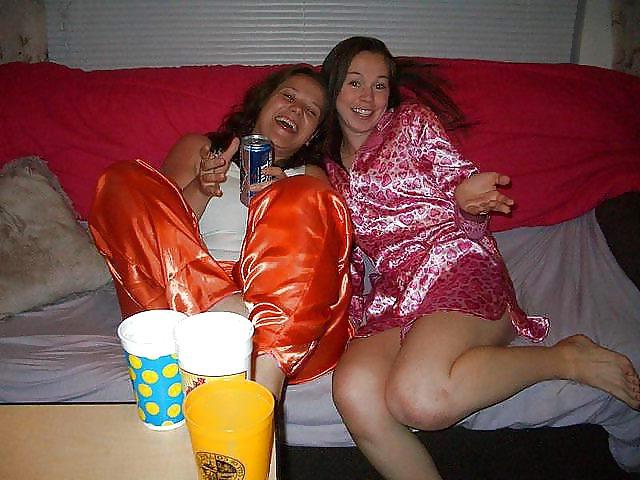 25P 2 or more girl in Satin Pajamas