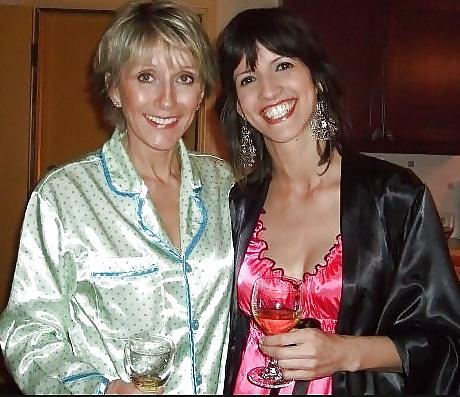 25P 2 or more girl in Satin Pajamas