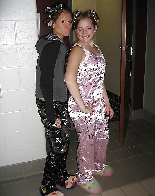 25P 2 or more girl in Satin Pajamas
