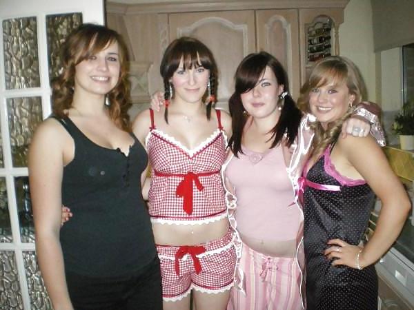 25P 2 or more girl in Satin Pajamas