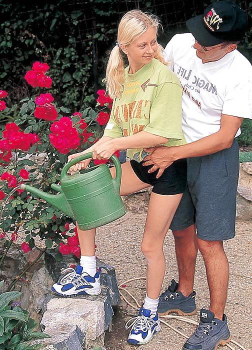 23P Busty blonde Stephanie getting some cock in the garden