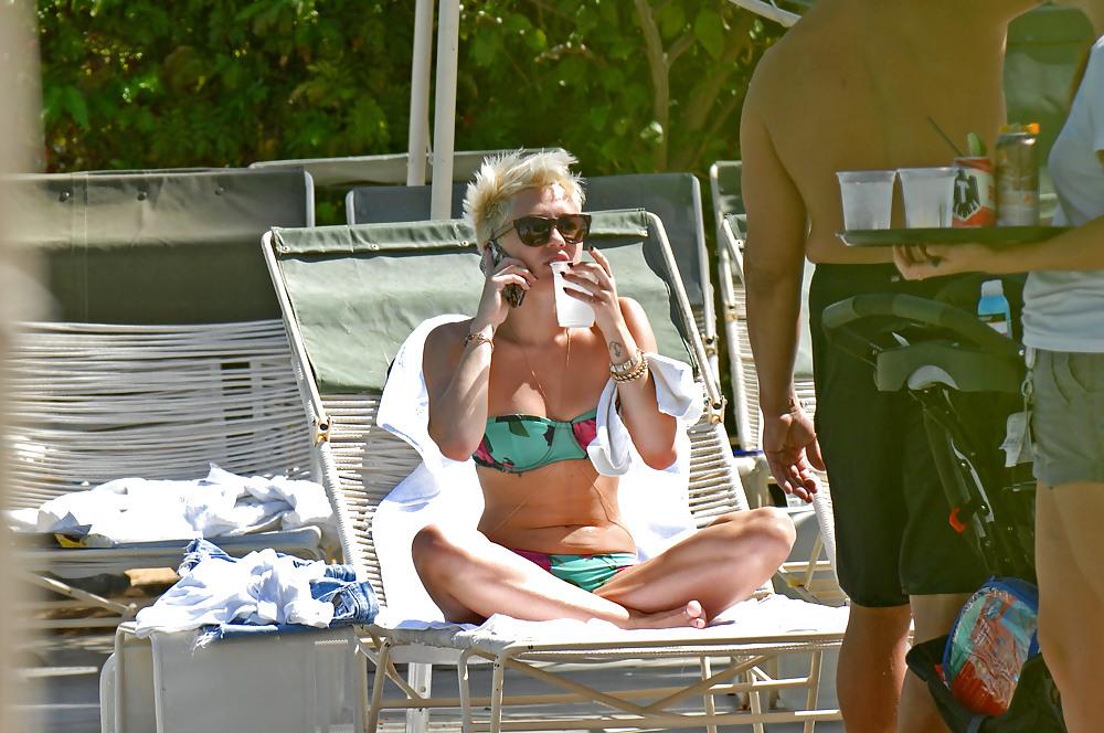 14P Sexy Miley Cyrus Bikini by Pool at Palm Desert Hotel 2013
