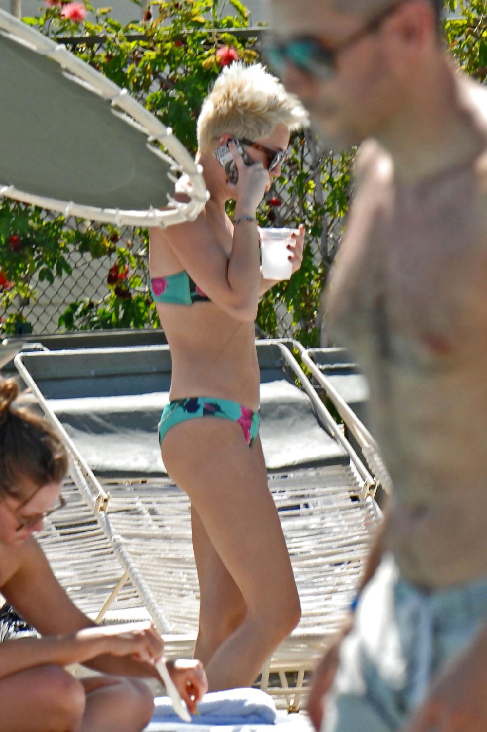 14P Sexy Miley Cyrus Bikini by Pool at Palm Desert Hotel 2013