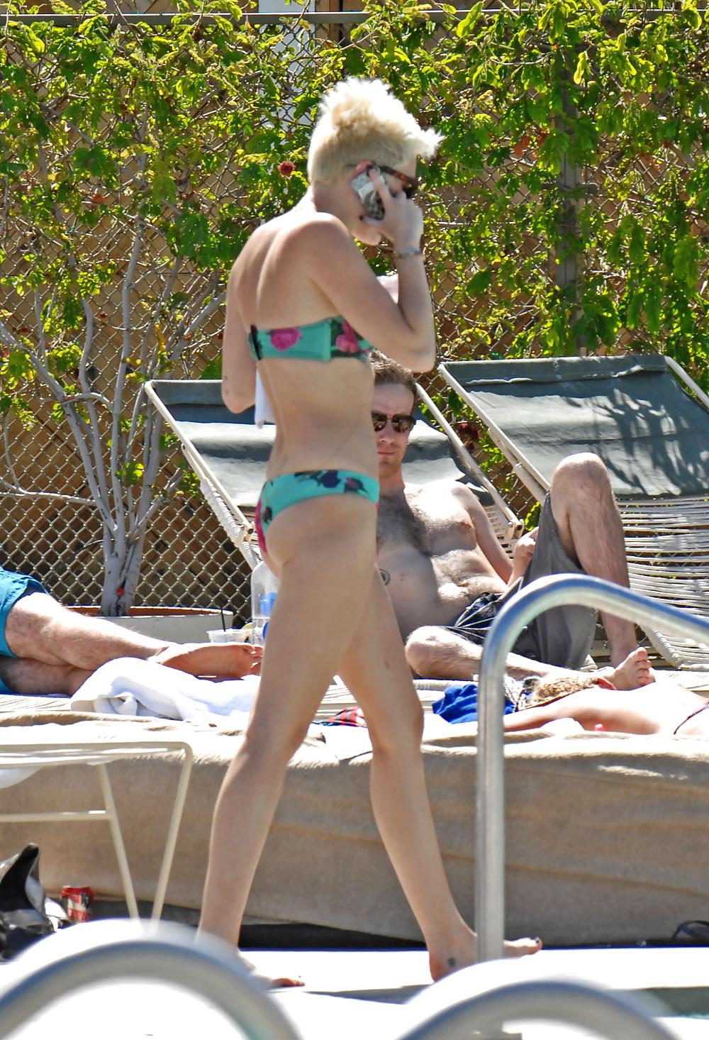 14P Sexy Miley Cyrus Bikini by Pool at Palm Desert Hotel 2013