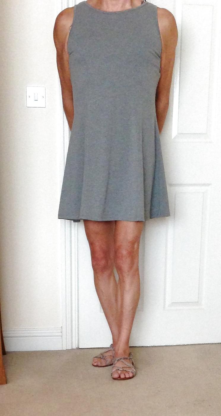 10P New Grey Dress and panties and pussy 
