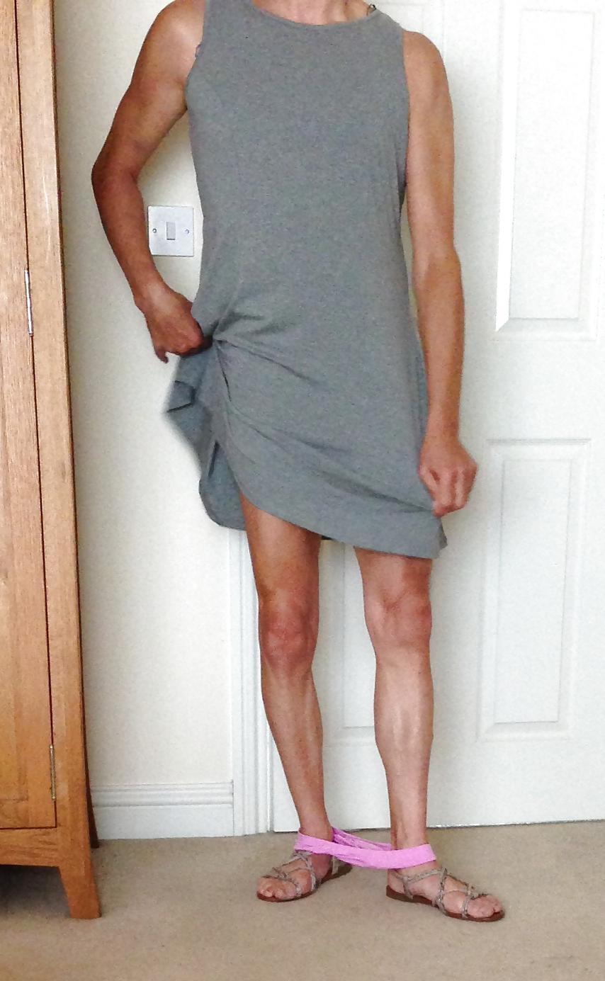 10P New Grey Dress and panties and pussy 