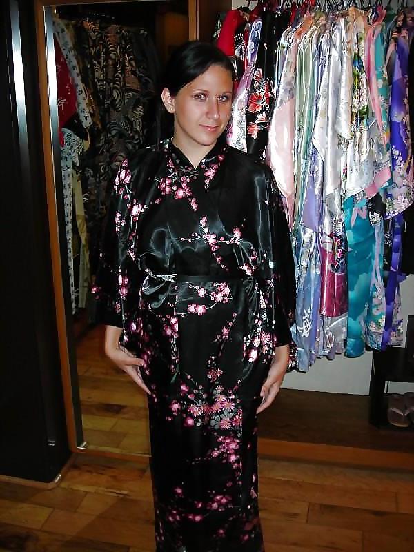 22P Single girl in Satin Robe or Kimono