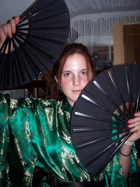 22P Single girl in Satin Robe or Kimono