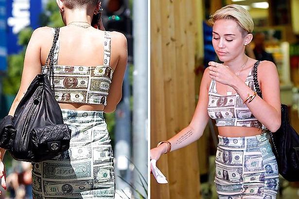 5P Miley Cyrus Sexy short skirt shopping in L.A. July 2013