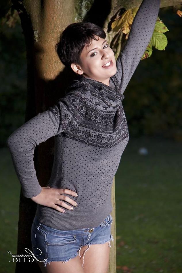 10P Hot Coco De Mal is bent over outside loving to tease 